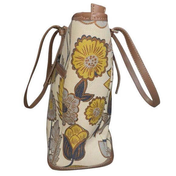 Sparrtina 449 Daufuskie Island Leather Purse Shoulder Bag Floral Yellow Brown - Picture 3 of 14